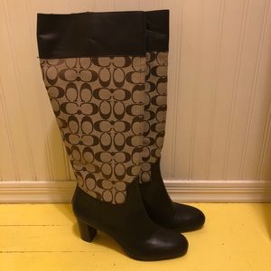 Coach Boots Gail Logo Brown Leather Like New